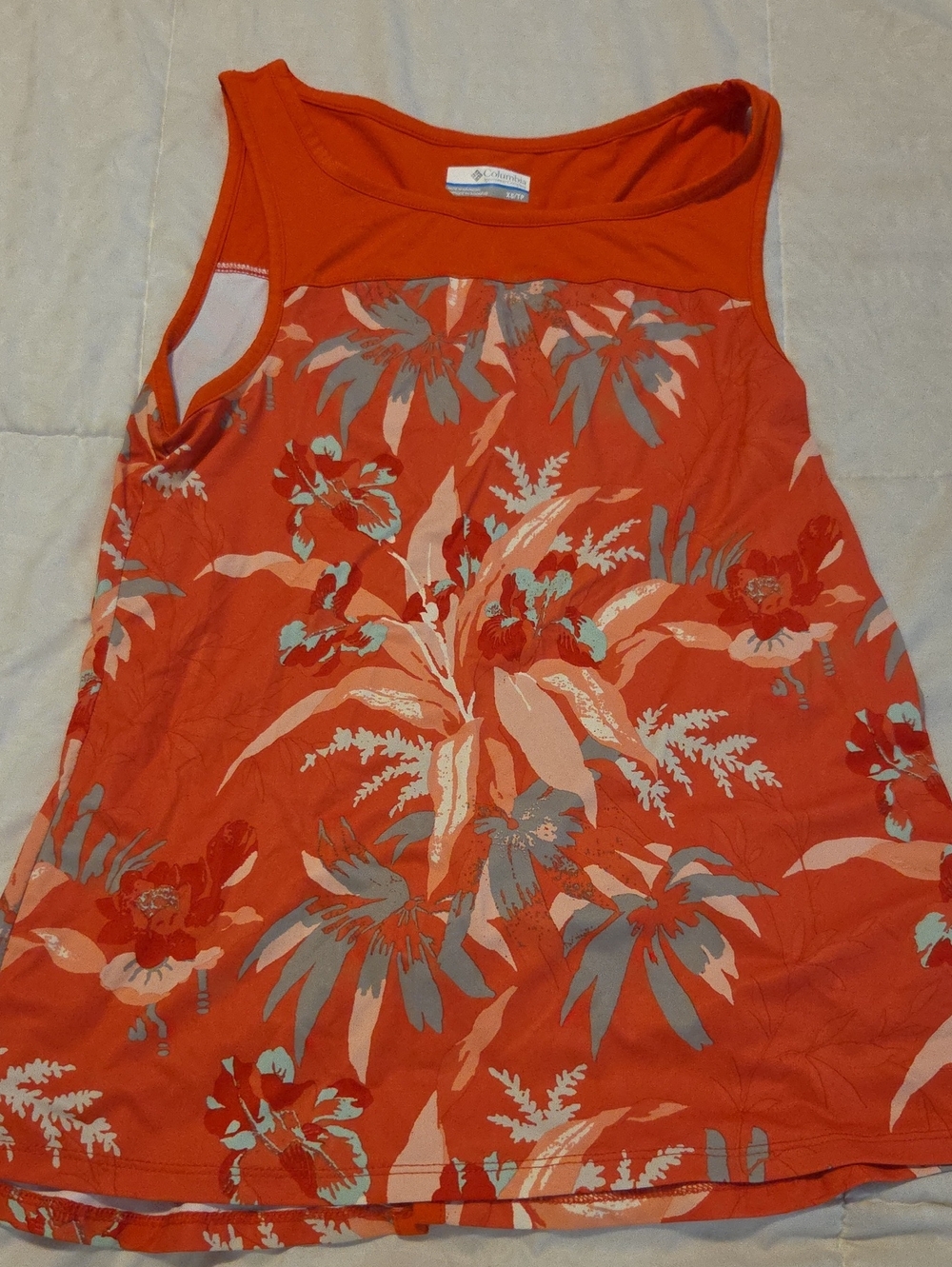 Columbia Orange Floral Sleeveless Jersey Top